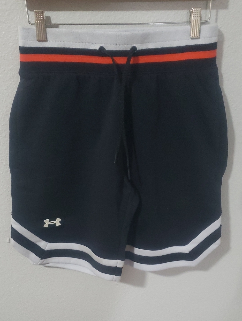 Under Armour Men’s Navy Shorts with White & Orange Accents